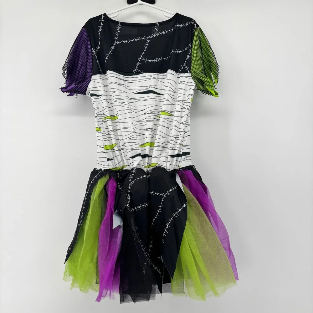 Monster Bride Girls Costume Set Large 12-14 Black Green Purple 5pc Fun World